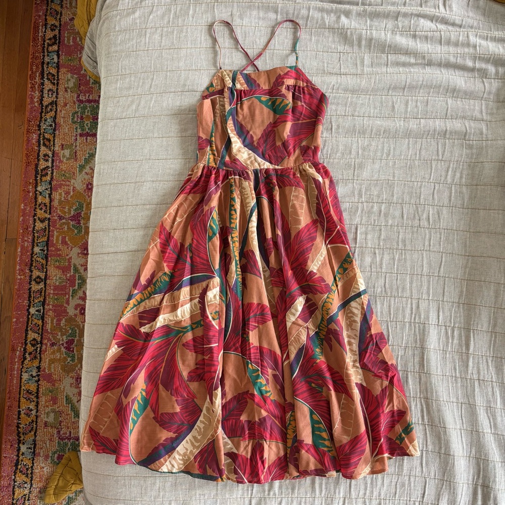 80s Tropical print spaghetti strap sundress